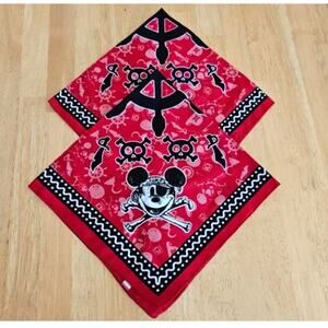 Disney Mickey Mouse Pirate Night Cruise Scarf Bandana Set of 2 NWOT
